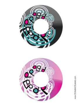 Printable Black Pink Swirling Notes Music CD-DVD Labels