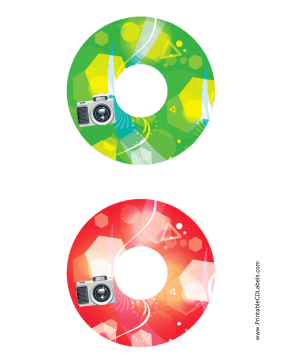Printable Green Red Camera Photography CD-DVD Labels