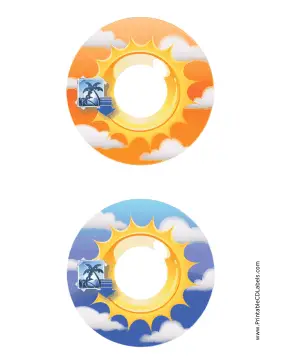 Printable Orange Blue Sunburst Photography CD-DVD Labels