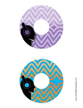 Printable Purple Blue Headphones Music CD-DVD Labels