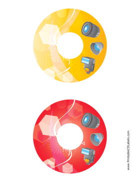 Printable Yellow Red Accessories Photography CD-DVD Labels