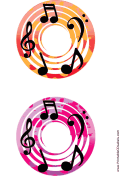 Red Pink Notes Music CD-DVD Labels