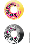 Yellow Black Swirling Notes Music CD-DVD Labels