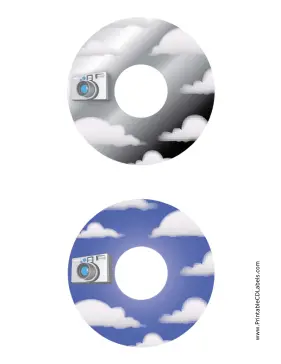 Printable Black Blue Clouds Photography CD-DVD Labels