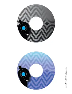 Printable Black Blue Headphones Music CD-DVD Labels