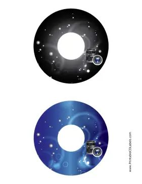 Printable Black Blue Lenses Photography CD-DVD Labels