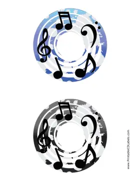 Printable Blue Black Notes Music CD-DVD Labels