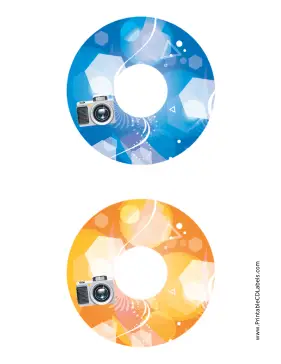 Printable Blue Orange Camera Photography CD-DVD Labels