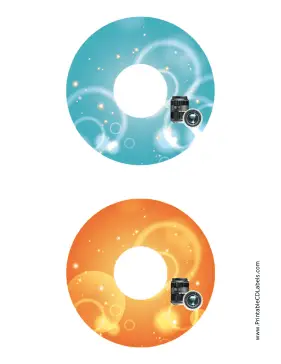 Printable Blue Orange Lenses Photography CD-DVD Labels