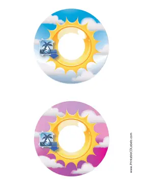 Printable Blue Pink Sunburst Photography CD-DVD Labels