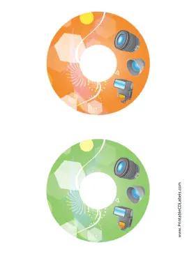 Printable Orange Green Accessories Photography CD-DVD Labels