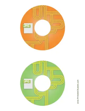 Printable Orange Green JPG Backups CD-DVD Labels