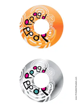 Printable Orange Silver Swirling Notes Music CD-DVD Labels