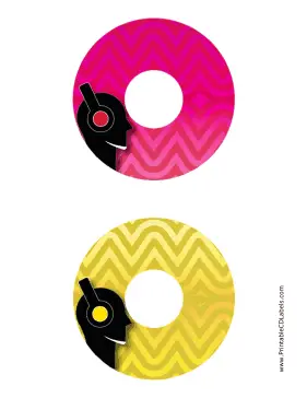 Printable Pink Yellow Headphones Music CD-DVD Labels