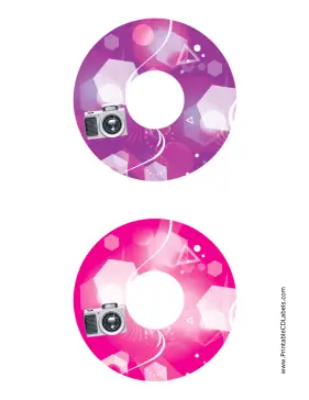Printable Purple Pink Camera Photography CD-DVD Labels