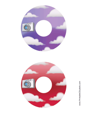 Printable Purple Red Clouds Photography CD-DVD Labels