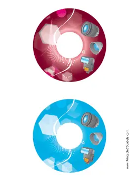 Printable Red Blue Accessories Photography CD-DVD Labels