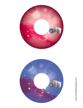 Printable Red Blue SLR Photography CD-DVD Labels