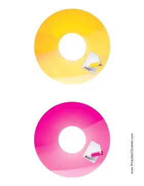 Printable Yellow Pink Notepad Backups CD-DVD Labels