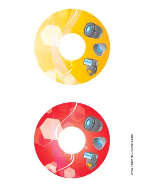 Printable Yellow Red Accessories Photography CD-DVD Labels